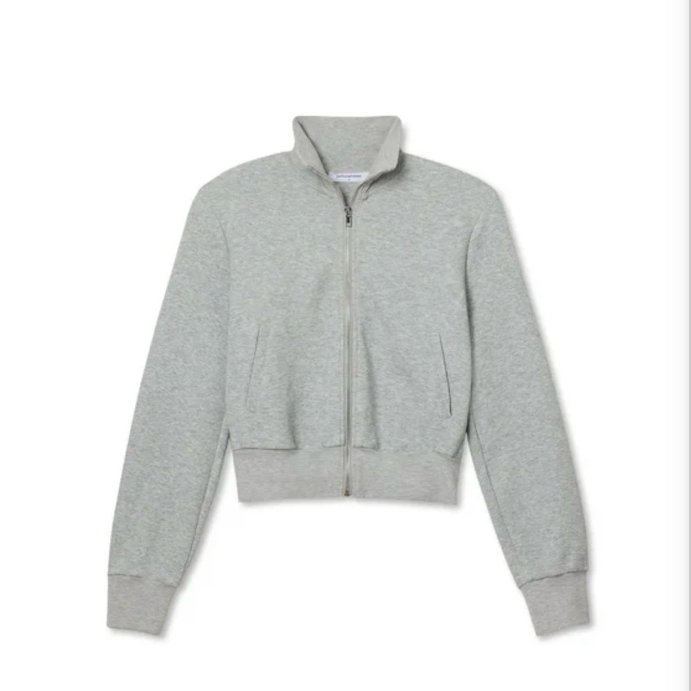 perfectwhitetee Heather Gray Zip-Up Cropped Sweatshirt